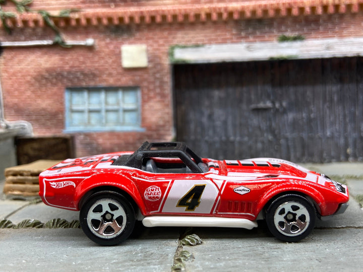 Loose Hot Wheels - 1969 Chevy Corvette Racer - Red and White