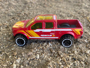 Loose Hot Wheels - 2015 Ford F150 4X4 Truck - Red and Yellow Rescue 3 Livery — view 3