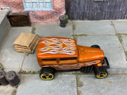 Loose Hot Wheels - Ford Model A Sedan - Midnight Otto - Orange with Flames — view 2