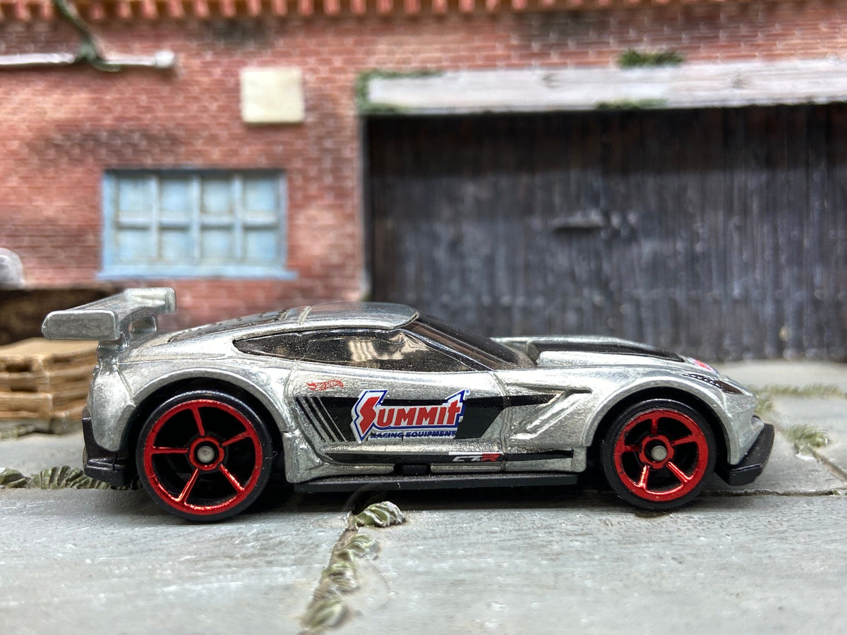 Loose Hot Wheels - Chevy Corvette C7-R Race Car - Silver and Black Summit Racing