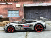 Loose Hot Wheels - Chevy Corvette C7-R Race Car - Silver and Black Summit Racing — view 2