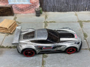 Loose Hot Wheels - Chevy Corvette C7-R Race Car - Silver and Black Summit Racing — view 3