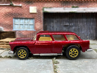 Loose Hot Wheels - 1955 Chevy Nomad - Dark Red and Tan — view 3