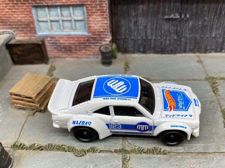 Loose Hot Wheels - Mazda RX-3 - White and Blue — view 2