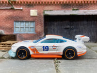 Loose Hot Wheels - 2018 Custom Ford Mustang GT Race Car - White GULF Livery — view 3