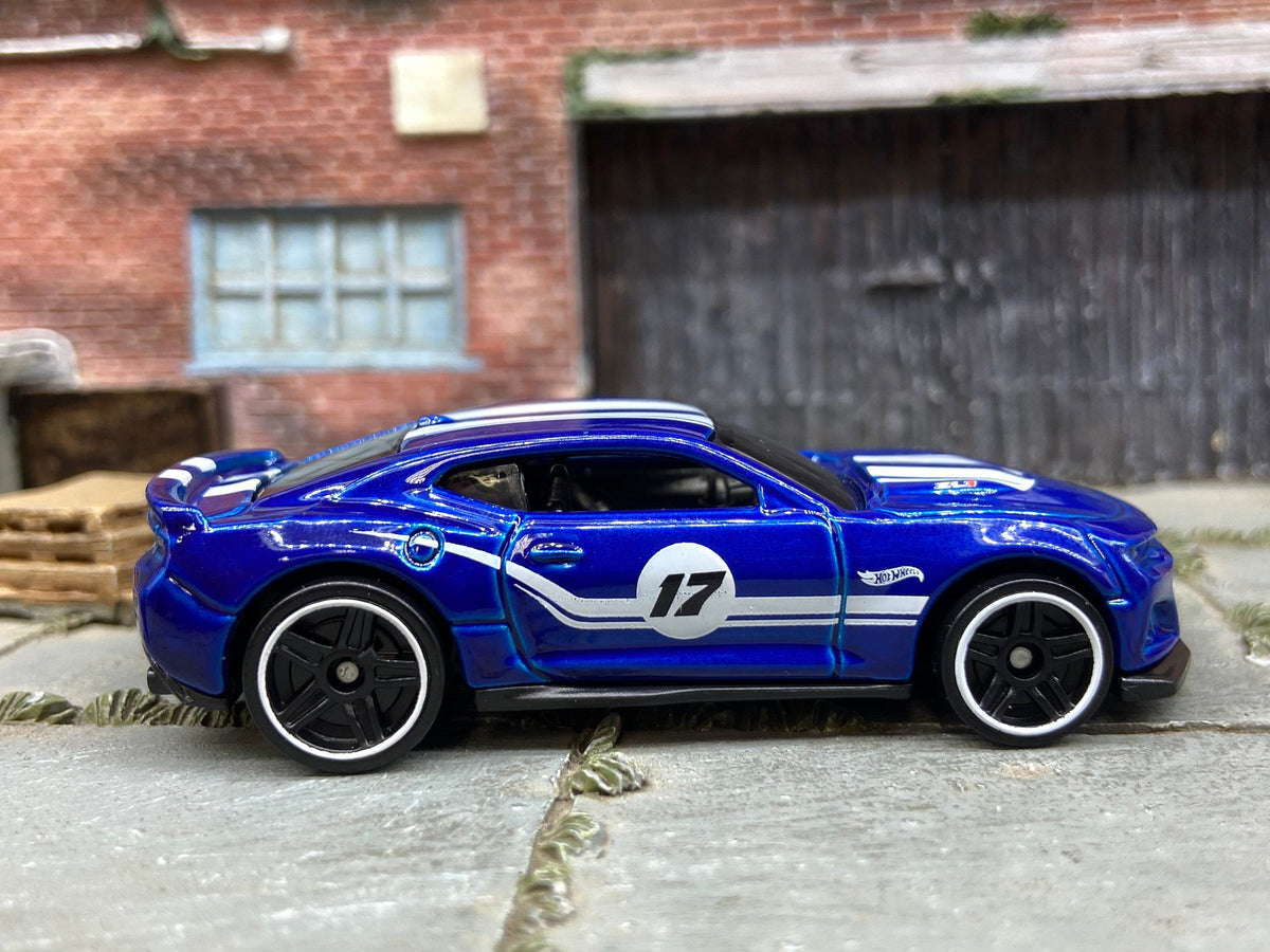 Loose Hot Wheels 2017 Chevy Camaro ZL1 in Blue and White