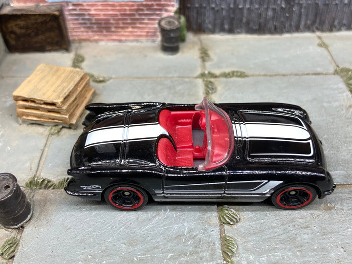 Loose Hot Wheels - 1955 Chevy Corvette - Black and White — view 2
