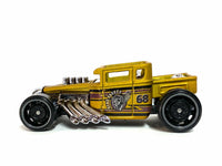 Loose Hot Wheels - Bone Shaker Hot Rod Truck - Gold and Black BoneShaker #68 Livery — view 3