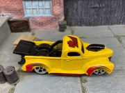 Loose Hot Wheels 1940 Ford Drag Truck Dressed in Yellow Haulin 40 Livery — view 2