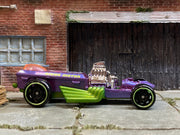 Loose Hot Wheels - Rigor Motor Drag Car Dragster - Purple and Green — view 3