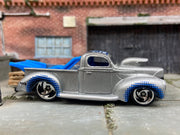 Hot Wheels 1940 Ford Drag Truck, Silver & Blue Livery