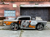 Loose Hot Wheels - 1957 Chevy - Silver and Orange — view 3