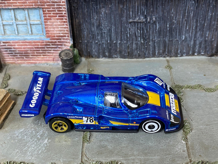 Loose Hot Wheels - Mazda 787B Race Car - Blue and Yellow Goodyear — view 2