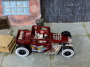 Loose Hot Wheels - Bone Shaker Hot Rod Truck - Dark Red Team Hot Wheels — view 2
