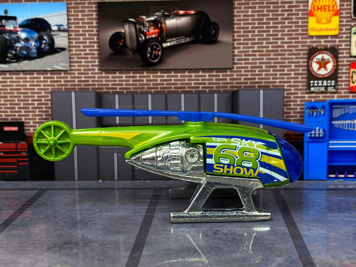 Loose Hot Wheels - Skyfire Helicopter - Green and Blue