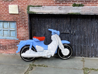 Loose Hot Wheels - Honda Super Cub Motorcycle - Light Blue and White — view 2