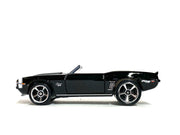 Loose Hot Wheels - 1969 Chevy Camaro Convertible - Black with White Hood Stripes — view 3