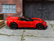 Loose Hot Wheels - Chevy Corvette C7 Z06 Convertible - Red with Black Hood Stripes — view 3
