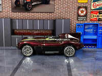 Loose Hot Wheels - Jaguar D-Type - Dark Red and Gold Huffman Hawks — view 3