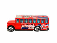 Loose Hot Wheels School Bus - Red, Silver & Blue