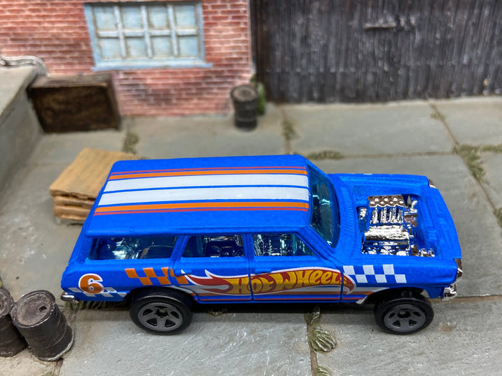 Loose 1964 Chevy Nova Station Wagon Gasser - Hot Wheels Red, White and Blue — view 2