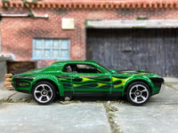 Loose Hot Wheels - 1968 Mercury Cougar - Green with Flames — view 2