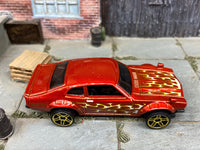 Loose Hot Wheels - Custom Ford Maverick - Orange with Flames — view 2