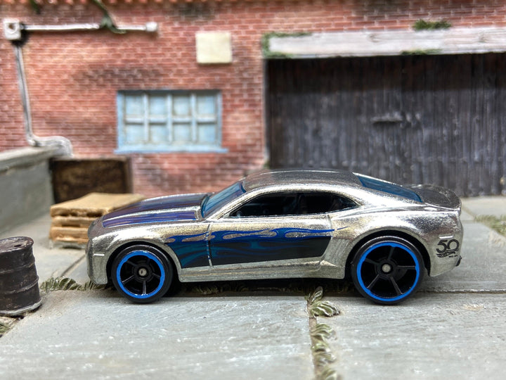 Loose Hot Wheels Chevy Camaro Concept in 50th Anniversary Zamac and Blue