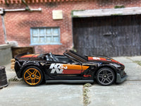 Loose Hot Wheels - Chevy Corvette C7 Z06 Convertible - Black and Orange K&N — view 3