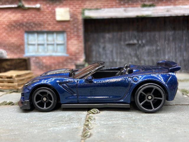 Loose Hot Wheels Chevy Corvette C7 Z06 Convertible Dressed in Dark Blue