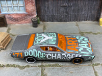 Loose Hot Wheels - 1971 Dodge Charger - Gray Blue and Orange — view 2