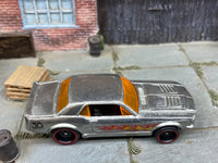 Loose Hot Wheels 1967 Ford Mustang GT Dressed in ZAMAC Bare Metal with Flames — view 2