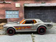 Loose Hot Wheels 1967 Ford Mustang GT Dressed in ZAMAC Bare Metal with Flames — view 3