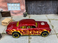 Loose Hot Wheels - 1950 Ford Shoe Box - Dark Red with Flames — view 2
