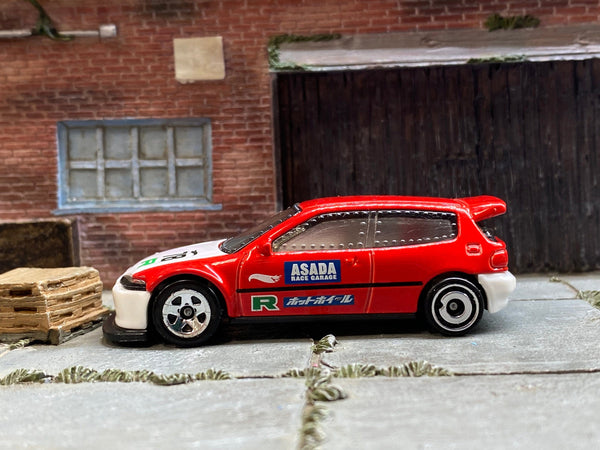 Loose Hot Wheels - Honda Civic Custom Race Car - Red and White 78