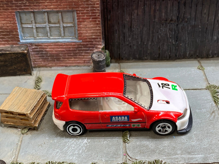 Loose Hot Wheels - Honda Civic Custom Race Car - Red and White 78 — view 2