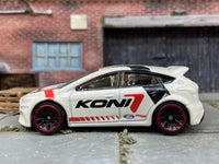 Loose Hot Wheels Ford Focus RS Dressed in Koni White Livery — view 3