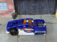 Loose Hot Wheels - Erikenstein Race Truck - Satin Blue and White Hot Wheels — view 2