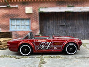 Loose Hot Wheels - Triumph TR6 - Dark Red and White 54 — view 3