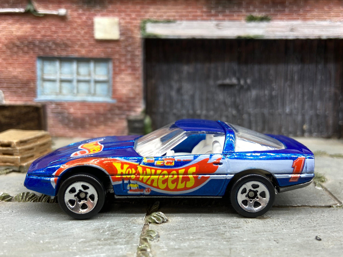 Loose Hot Wheels 1980 Chevy Corvette, Blue with Flames