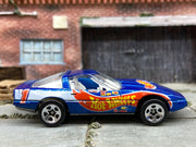 Loose Hot Wheels 1980 Chevy Corvette, Blue with Flames — view 3