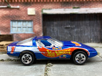 Loose Hot Wheels 1980 Chevy Corvette, Blue with Flames — view 3