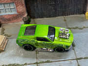 Loose Hot Wheels - 1968 Ford Mustang Toon'd - Geen with Tribal Flames