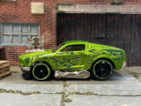 Loose Hot Wheels - 1968 Ford Mustang Toon'd - Geen with Tribal Flames — view 3