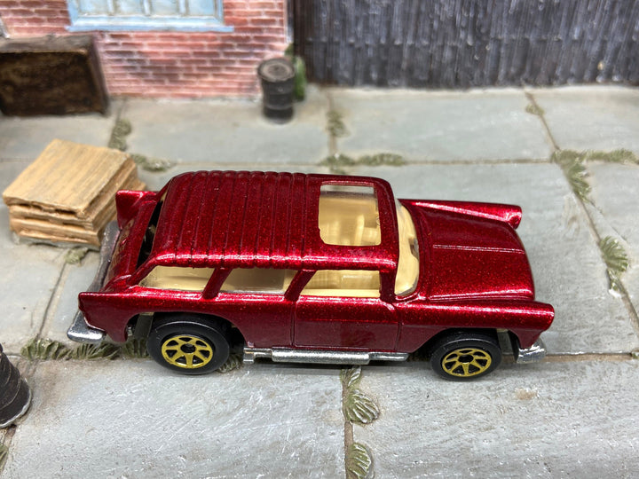 Loose Hot Wheels - 1955 Chevy Nomad - Dark Red and Tan — view 2