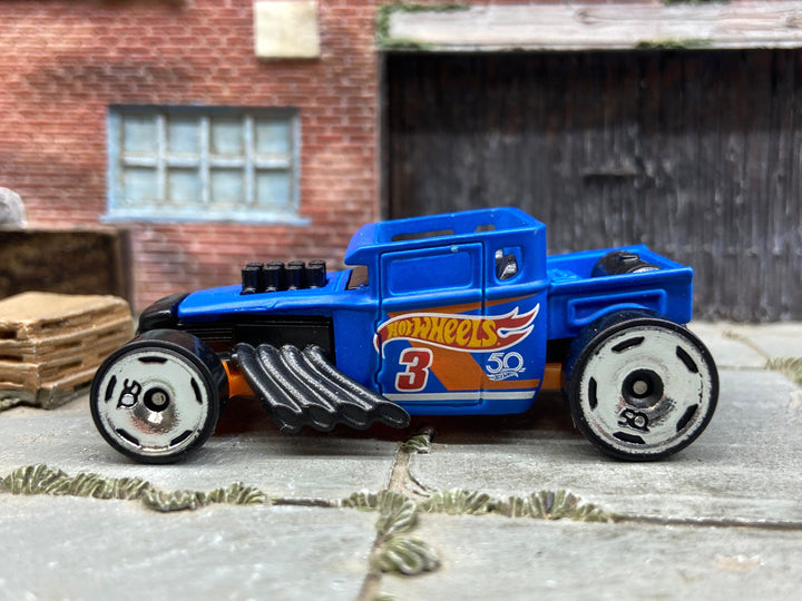 Loose Hot Wheels: Bone Shaker Hot Rod Truck - Hot Wheels Satin Blue — view 2