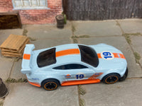 Loose Hot Wheels - 2018 Custom Ford Mustang GT Race Car - Blue GULF Livery — view 2