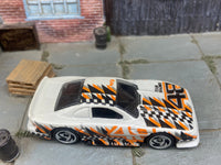 Loose Hot Wheels - Ford Mustang Cobra Race Car - White, Black and Orange — view 2