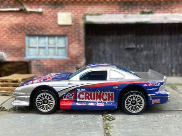 Loose Hot Wheels - Ford Mustang Cobra Race Car - Nestle Crunch White and Blue Livery