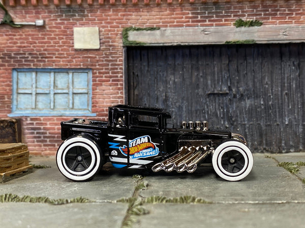 Loose Hot Wheels - Bone Shaker Hot Rod Truck - Black, Blue and White Team Hot Wheels